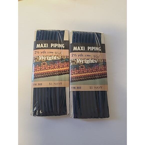 Lot of 7 NEW Vintage Wrights + 1 Talon Bias Tape Maxi Piping Blue White Yellow - Picture 2 of 10